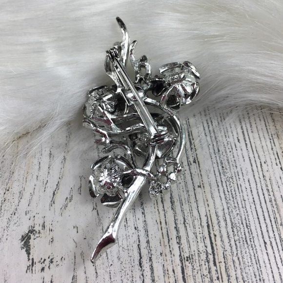 Vintage Coro Rose Vine Flower Brooch - Picture 3 of 6